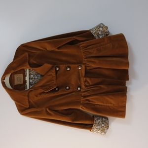 Anthropologie Idra Velvet Double Breasted Peacoat